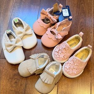 Girls Pink Floral Slip-On & Bow Dress Shoes - Kids Shoes